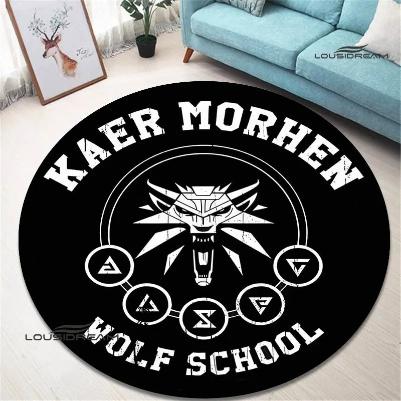 W-Witcher game logo printing Round carpet Non -slip carpet living room bedroom beautiful carpet photography props birthday gift