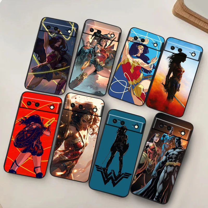 Movie Wonders Womans Hero For Google Pixel 9 8 7A 7 6A 6 5A 5 4 4A XL 5G Black Silicon Shockproof Shell Soft Phone Case