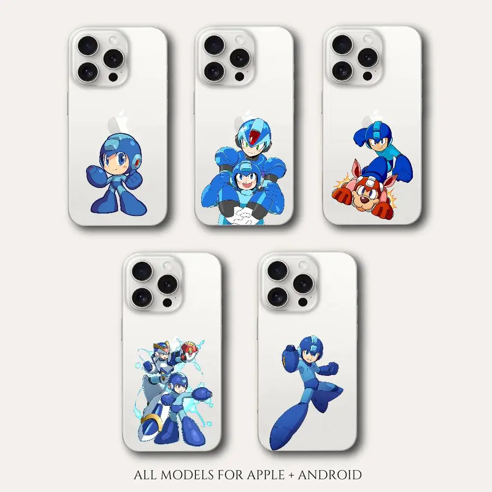 R-Rockman M-Megaman Game Phone Case For IPhone 17/16/15/11/13/14 Pro Max Plus/X/Xr/Xs Max/12mini Air Transparent Clear