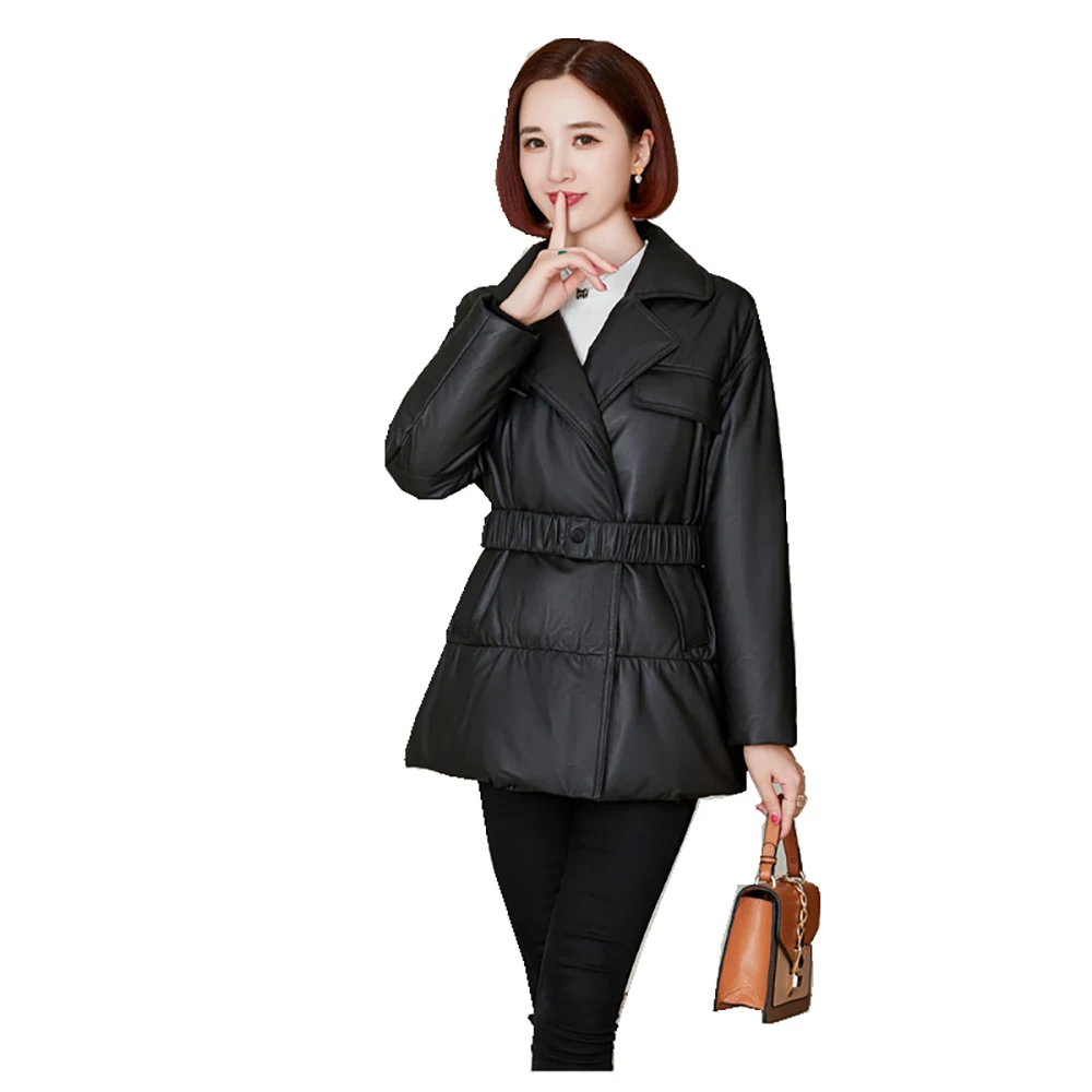 

Genuine Sheepskin Leather Suede Down Jacket Autumn Winter Women Coat Suit LF2225NDN