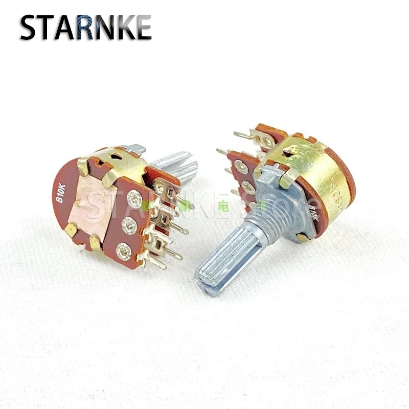 3PCS 16 Type 6-Pin Dual B10K Computer Speaker Amplifier Audio High And Low Volume Potentiometer Flower Shaft Length 20mm