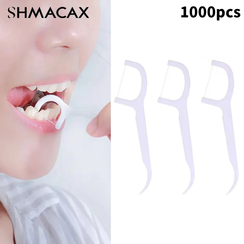 

1000pcs Dental Toothpicks Disposable Dental Floss With Handle Teeth Cleaning Tools Portable Oral Hygiene Care Supplies