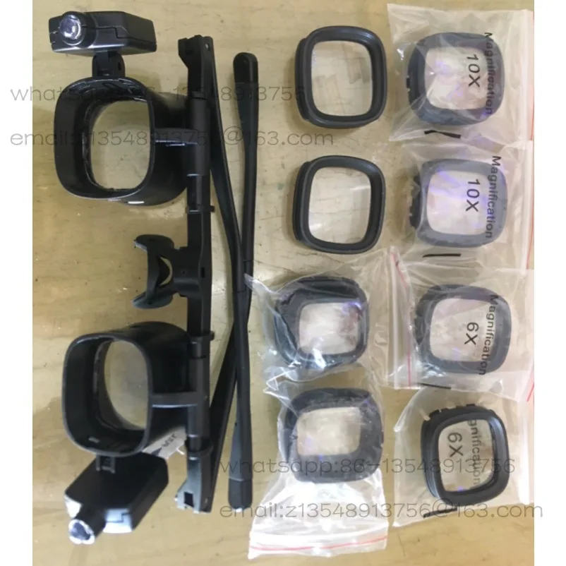High power 24 times head wearing glasses portable clock repair magnifying glass led light