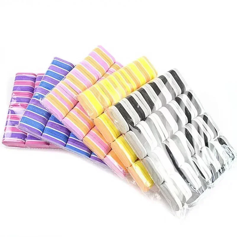 50 szt. Mini pilniki do paznokci wielokolorowe 100/180 wielokrotnego użytku dwustronna gąbka buforująca przenośne zmywalne narzędzia do paznokci do podróży