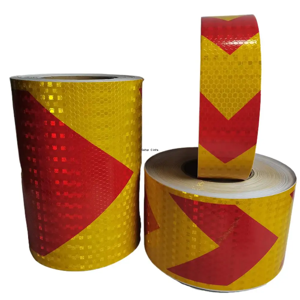 5cm/10cm/20cm*5M Arrow High Visibility Reflective Tape Yellow-Red  Self-Adhesive Strip Reflectors Conspicuity Safety Car Sticker