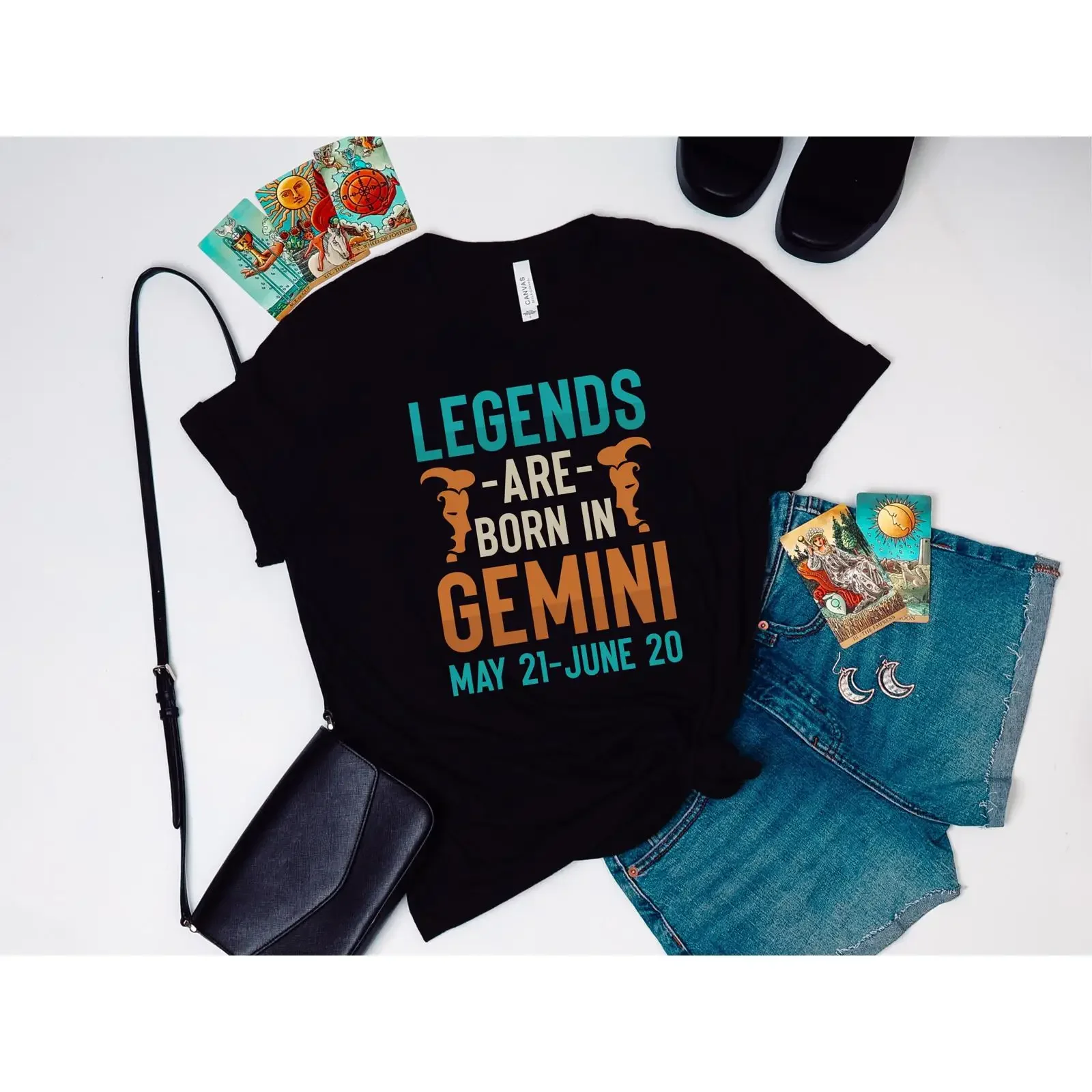 Legends Are Born In Gemini Zodiac T Shirt Astrology Horoscope May June Birthday Casual  vintage Washed streetwear Soft Slightly