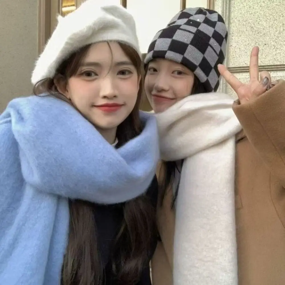 الكورية نمط طويل الصوف شرابة وشاح يندبروف معكرون بلون الدافئة وشاح للرقبة الدافئة لينة الشتاء شال كشمير الفتيات