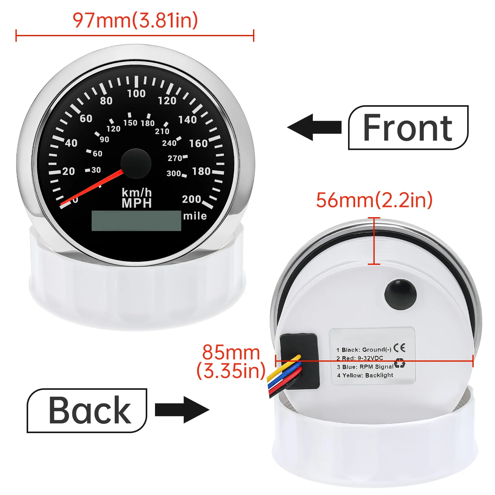 7-kolorowe podświetlenie 85MM prędkościomierz GPS dla prawie 12V/24v pojazdów wodoodporny 12 v24v uniwersalny cyfrowy wskaźnik prędkości LED