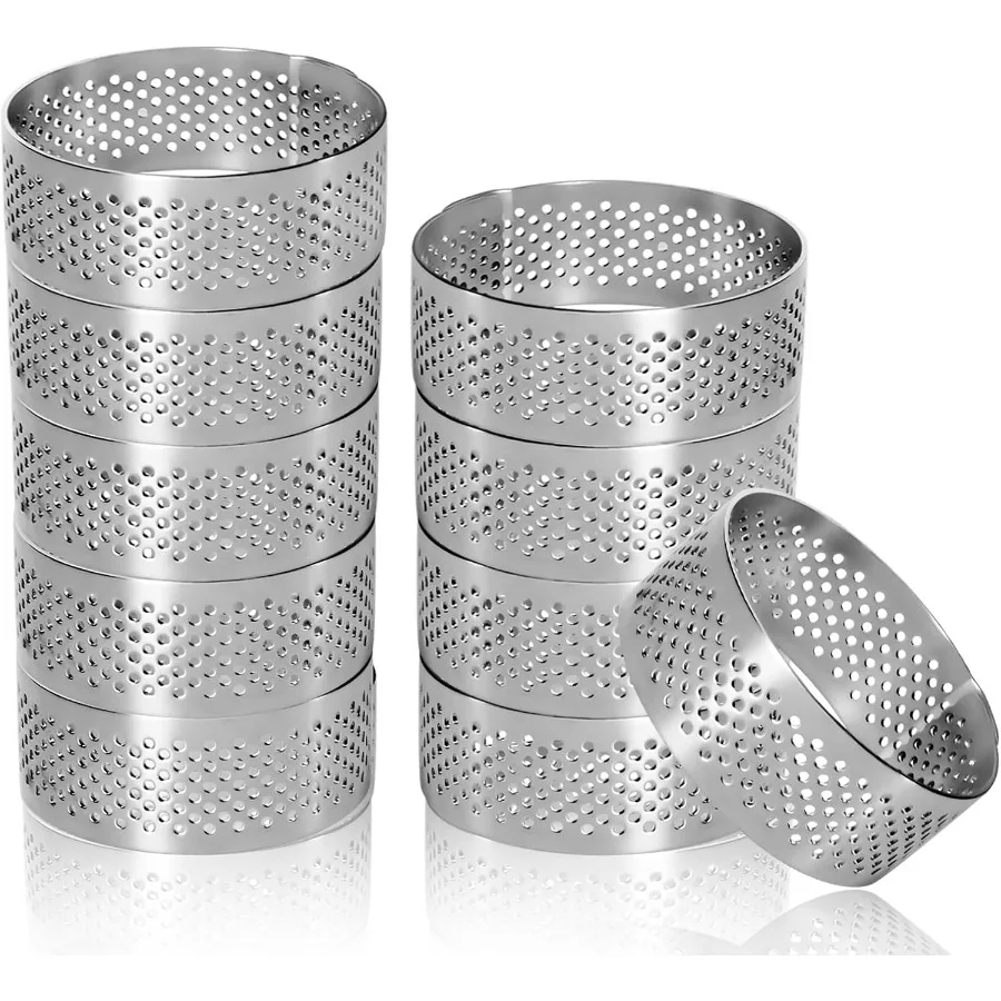 

50 шт. 1,98-дюймовое кольцо для пирога из нержавеющей стали 304, термостойкое перфорированное кольцо для мусса для торта, круглое кольцо для выпечки маленьких фруктовых блюд