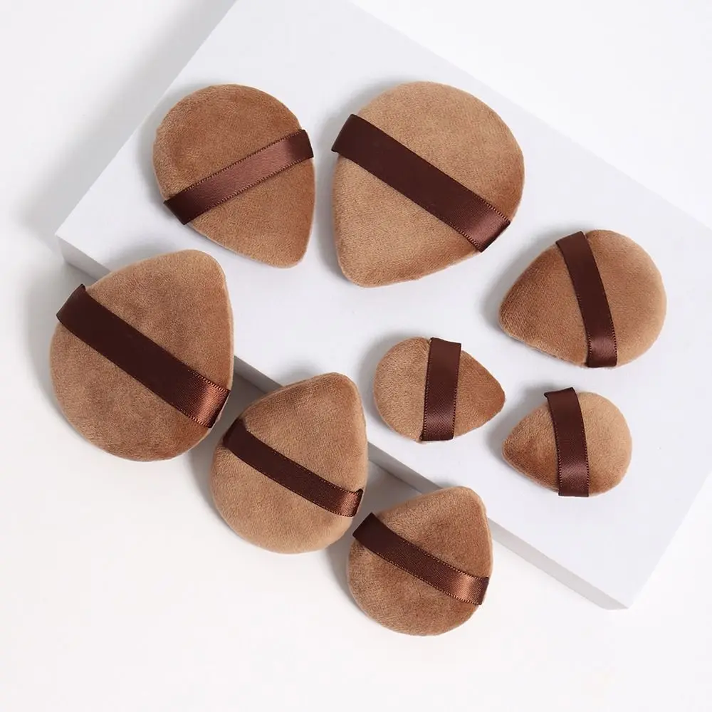 S/M/L Velvet Cosmetic Powder Puff Natural Brown Super Soft Thumb Air Cushion Puff Blush Fingertip Mini Finger Puff Makeup Puff