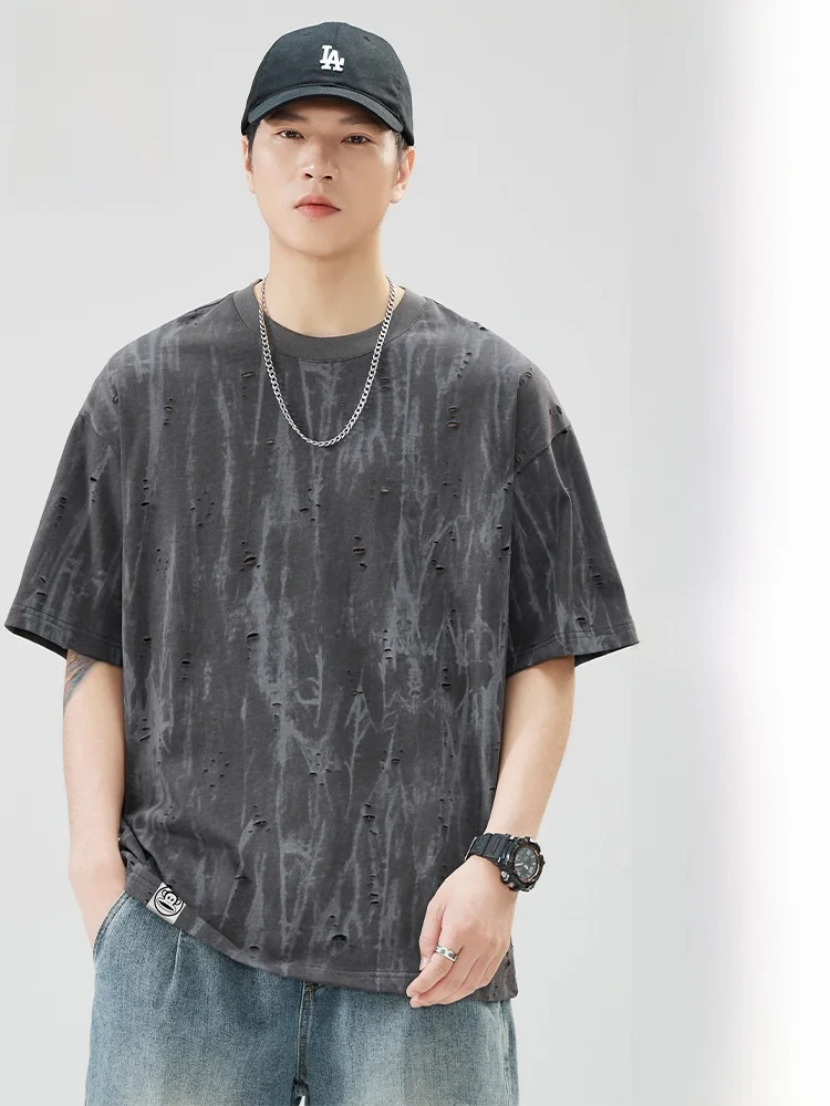 

Мужская летняя винтажная повседневная футболка Paul Frank свободного кроя с коротким рукавом, с принтом «Обезьянье растение» и большими вырезами, в американском стиле, из плотной ткани.