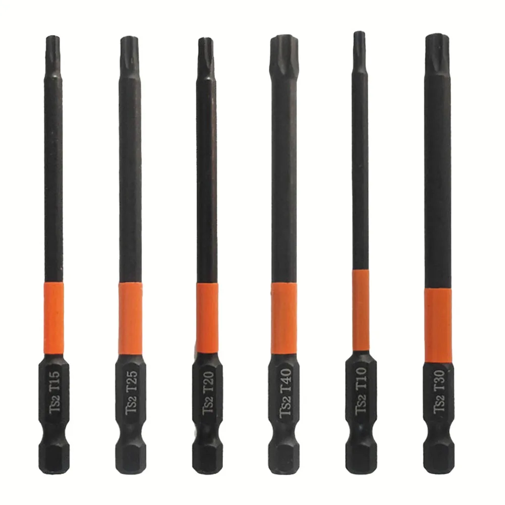 1pc 100mm Length Hex Head Screwdriver Bit 1/4 Hex Quick Change Impact Driver Magnetic Screwdriver Drill Bits T10/T15/T20/T25/T30