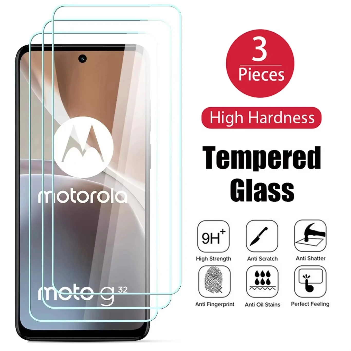 1-3 Stück HD-Glas mit hoher Härte für Motorola Moto G17 G15 G54 G75 G84, vollständige Abdeckung aus gehärtetem Glas, Anti-Fingerabdruck-Displayschutz