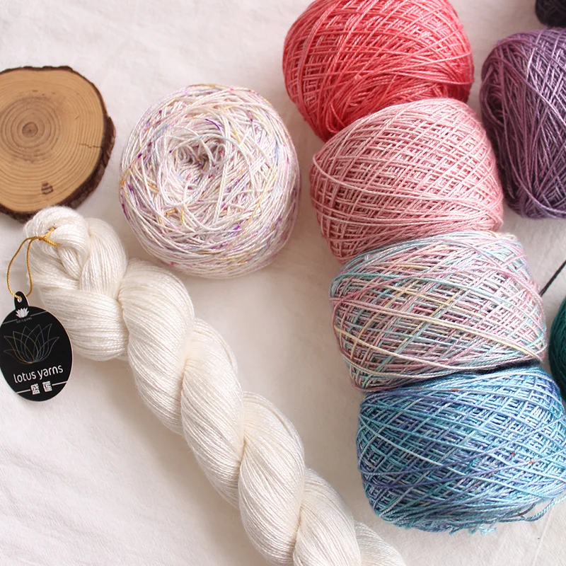 1 piece 50g Handpainted Lotus Yarns Silk 8 Soft Shiny Lace Weight Yarn, Cool and Skin Friendly Summer Yarn