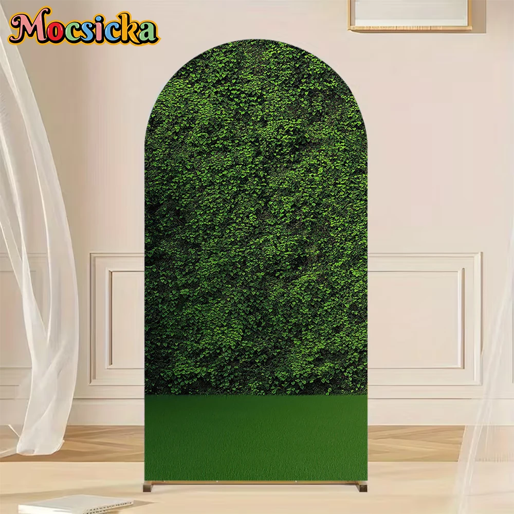 

Mocsicka Green Leaf Wall Arch Cover Backdrop Baby Shower Birthday Adult Wedding Photo Arched Background Decorations Studio Props