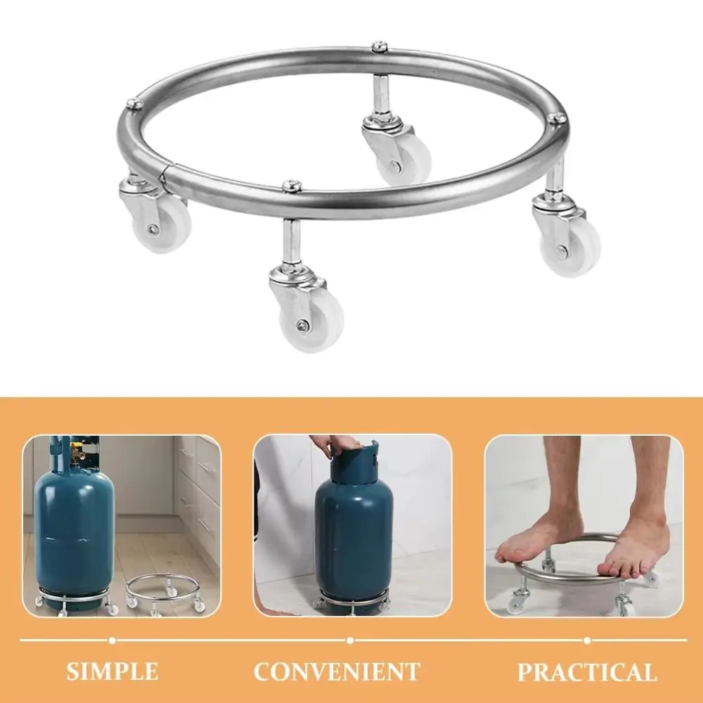 

Цилиндр из нержавеющей стали Газовая бутылка Мобильный кронштейн Передвижные колеса Может Поддон Базовая пластина Цилиндр Мобильная подставка Роликовые колеса