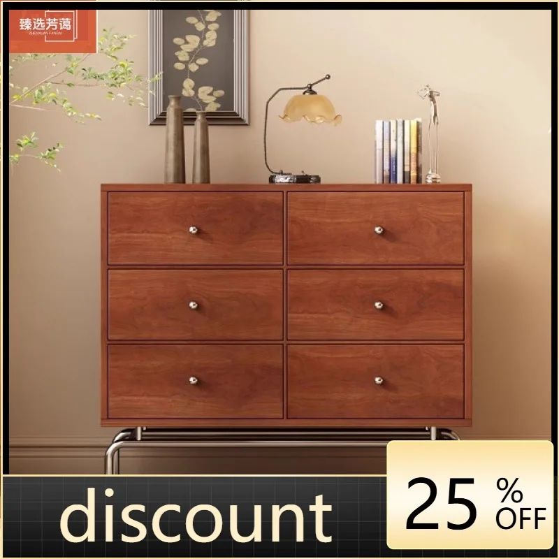 LH five-bucket drawer bedroom storage medium ancient wind bed against the wall solid wood storage retro cabinet