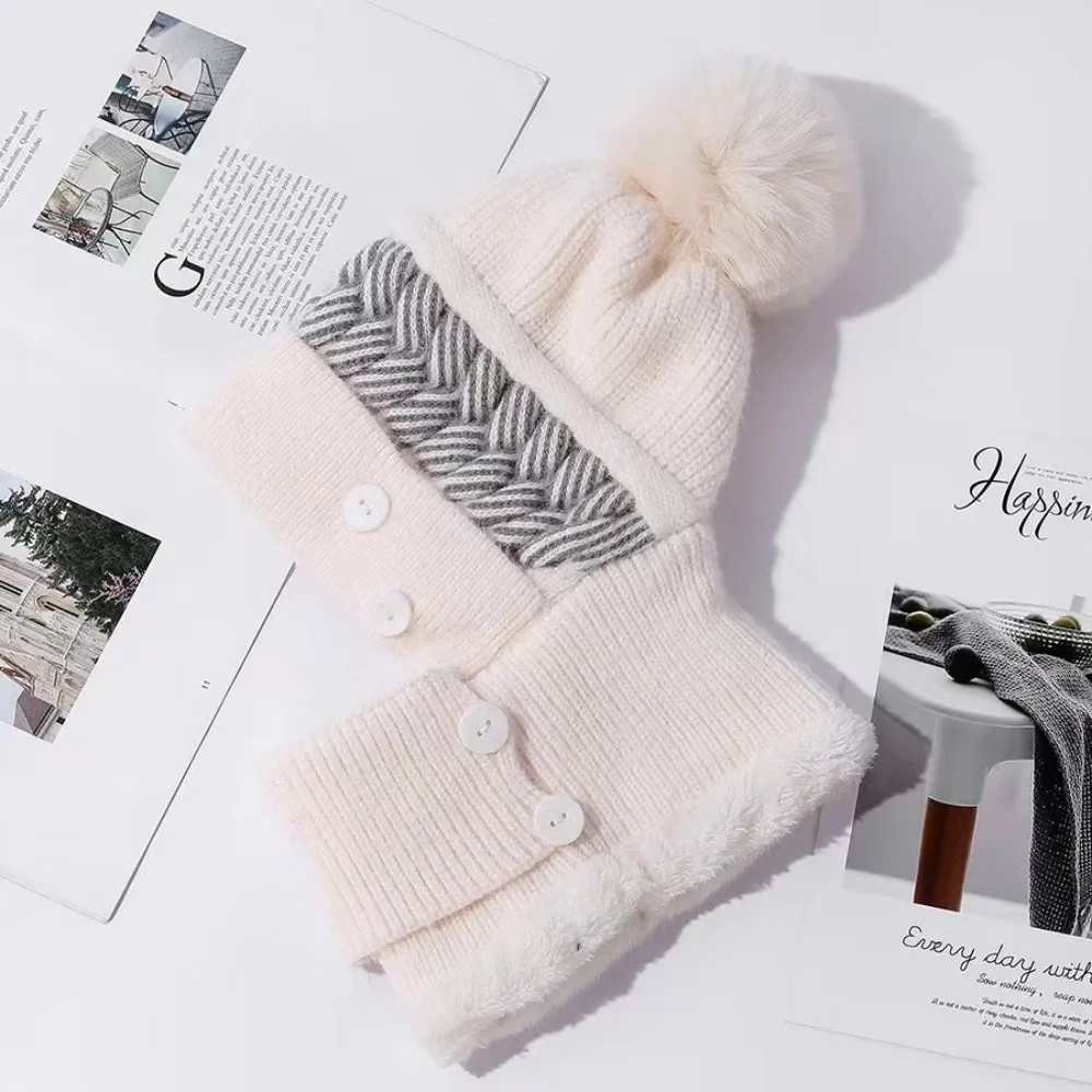 Set di sciarpe per cappelli invernali caldi alla moda, passamontagna foderato in pelliccia antivento, scaldacollo morbido casual da donna