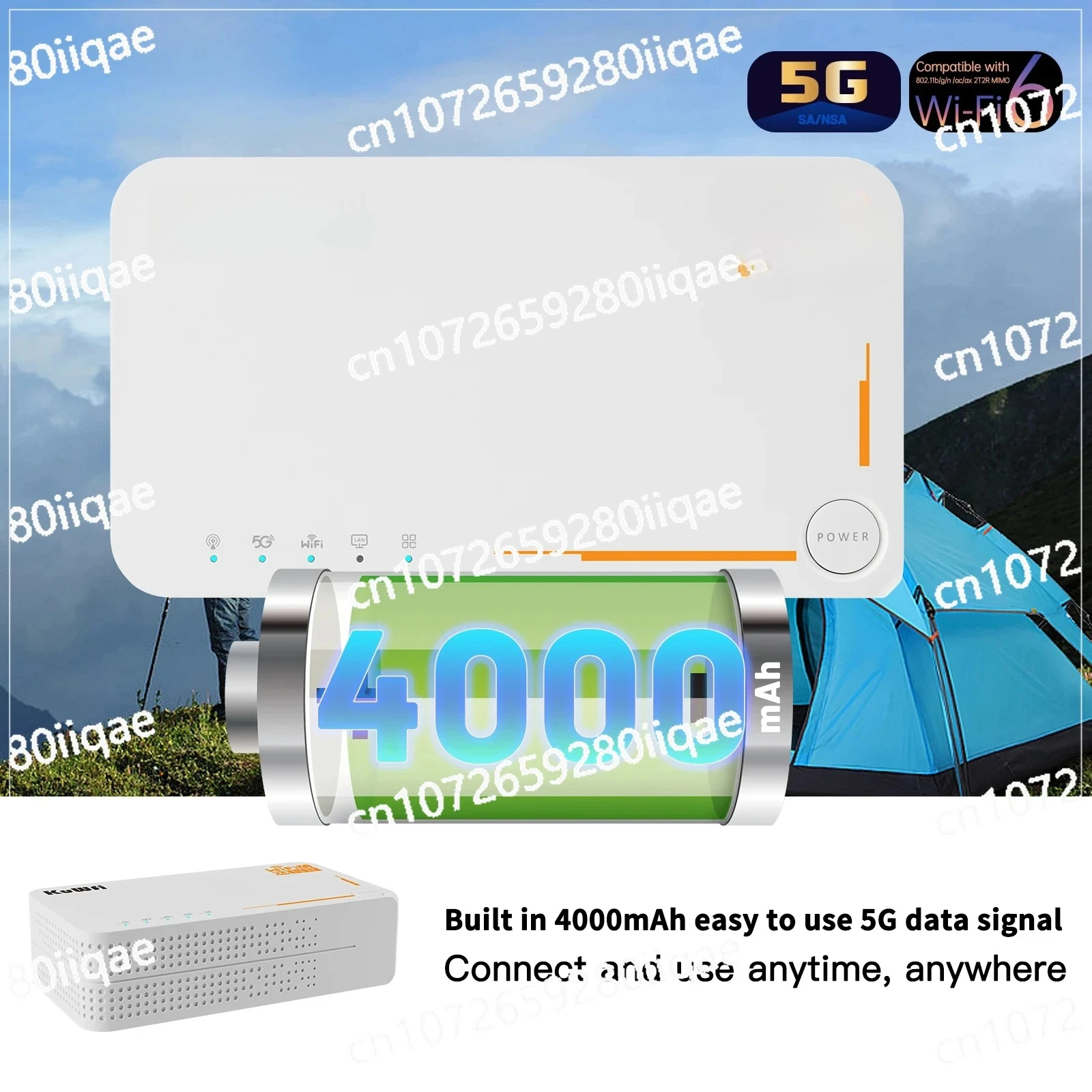 جهاز توجيه C160 5G مع بطارية 4000 مللي أمبير في الساعة ثنائي النطاق VPN 32 مستخدمًا فتحة بطاقة Sim نقطة اتصال WiFi لـ 32 مستخدمًا