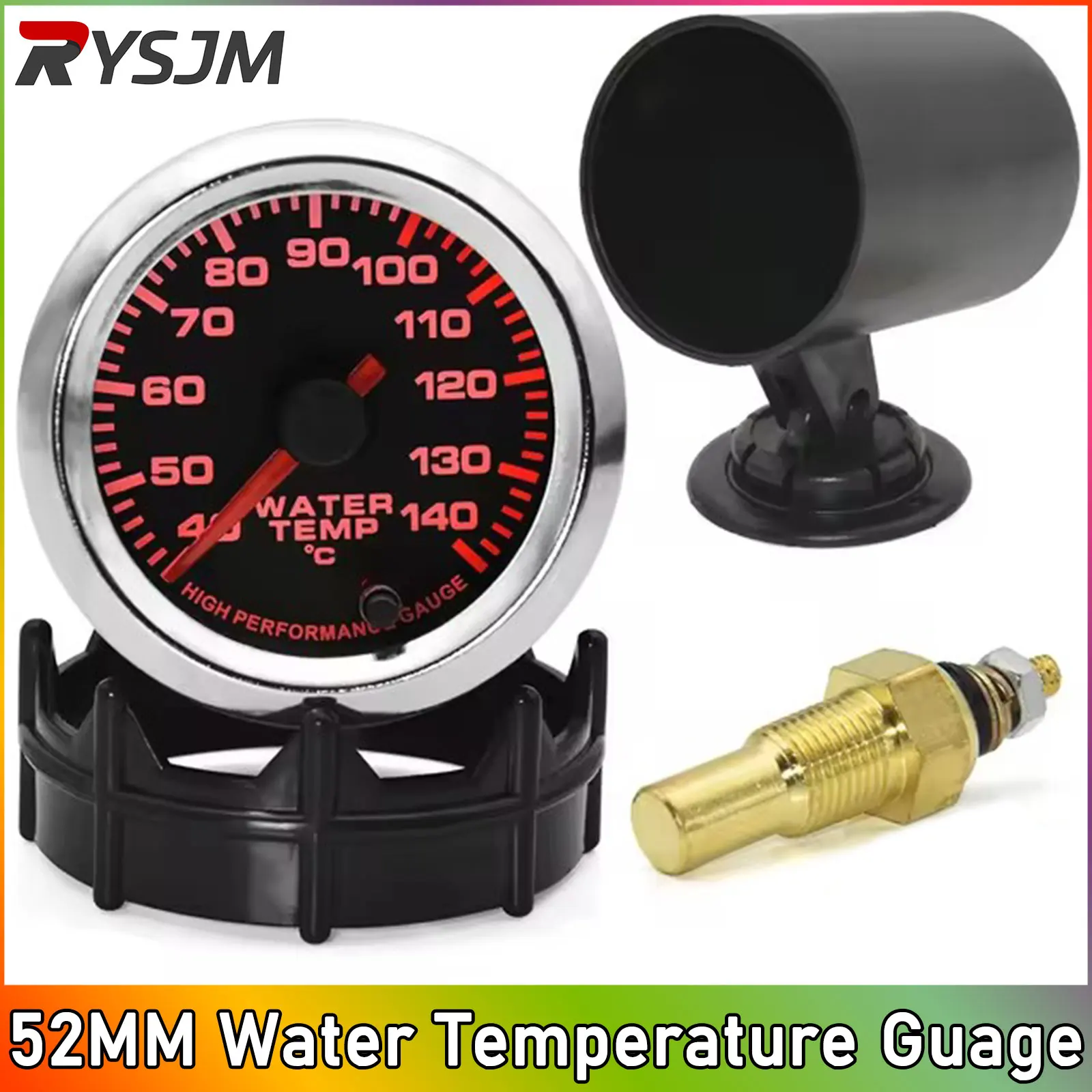 

Датчик температуры воды 52 мм, гоночные датчики, 2 дюйма с датчиком, 10 мм, автоматические датчики температуры, 7 цветов, измеритель с ЖК-дисплеем