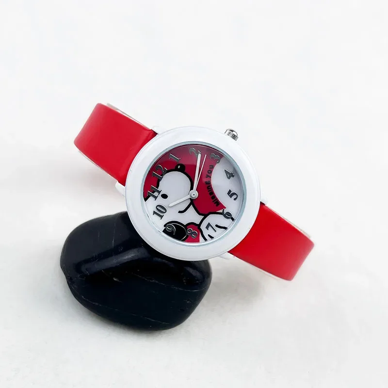 Kawaii Snoopy Kids Watches Cartoon Cute Leather Strap Quartz Watch Girl Fashion Students Clock Children\'s Casual Wristwatch Gift