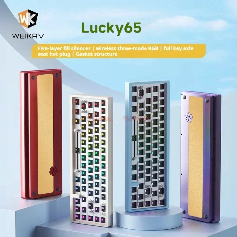 

Weikav Lucky 65keys Mechanical Keyboard Aluminum Alloy 3-mode Rgb Hot Swappable Custom Wired Gaming Keyboard Pc Gaming Computer