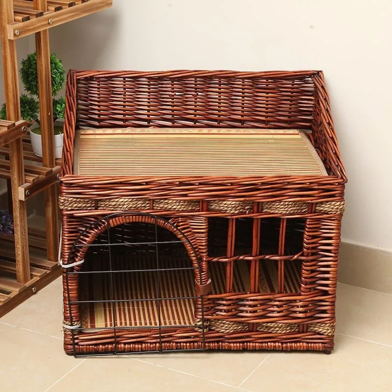 HONEY PET Universal Summer Cool Rattan Cat Nest Double Layer Cage House Villa Nest Accessories All-Season Summer Cat Accessories