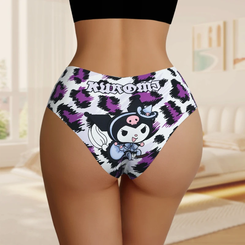 Women's Hello Kitty Sanrio Cartoon Pattern Stretch Panties Underwear Sexy Breathable Xs-xxl Silk Without Trace Kuromi Underwear