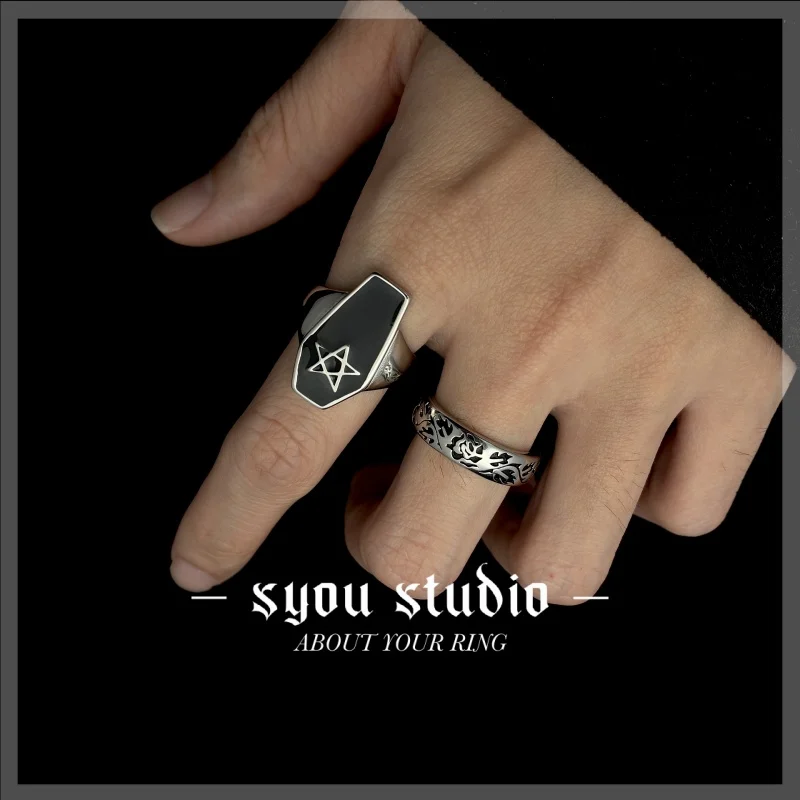 Vintage Mummy Vampire Coffin Ring 316L Stainless Steel Cool Classic Unisex Couple Gift Unique Fashion Gothic Jewelry Wholesale