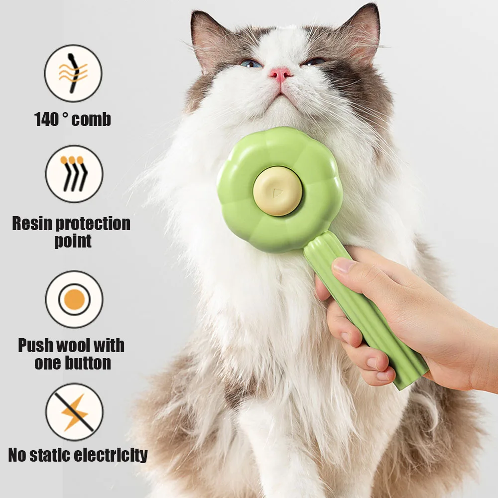 

Cat Grooming Brush Long/Short Hair Cats Dogs Pet Massage Brushes Self Cleaning Slicker Comb for Kitten Removes Tangles Loose Fur