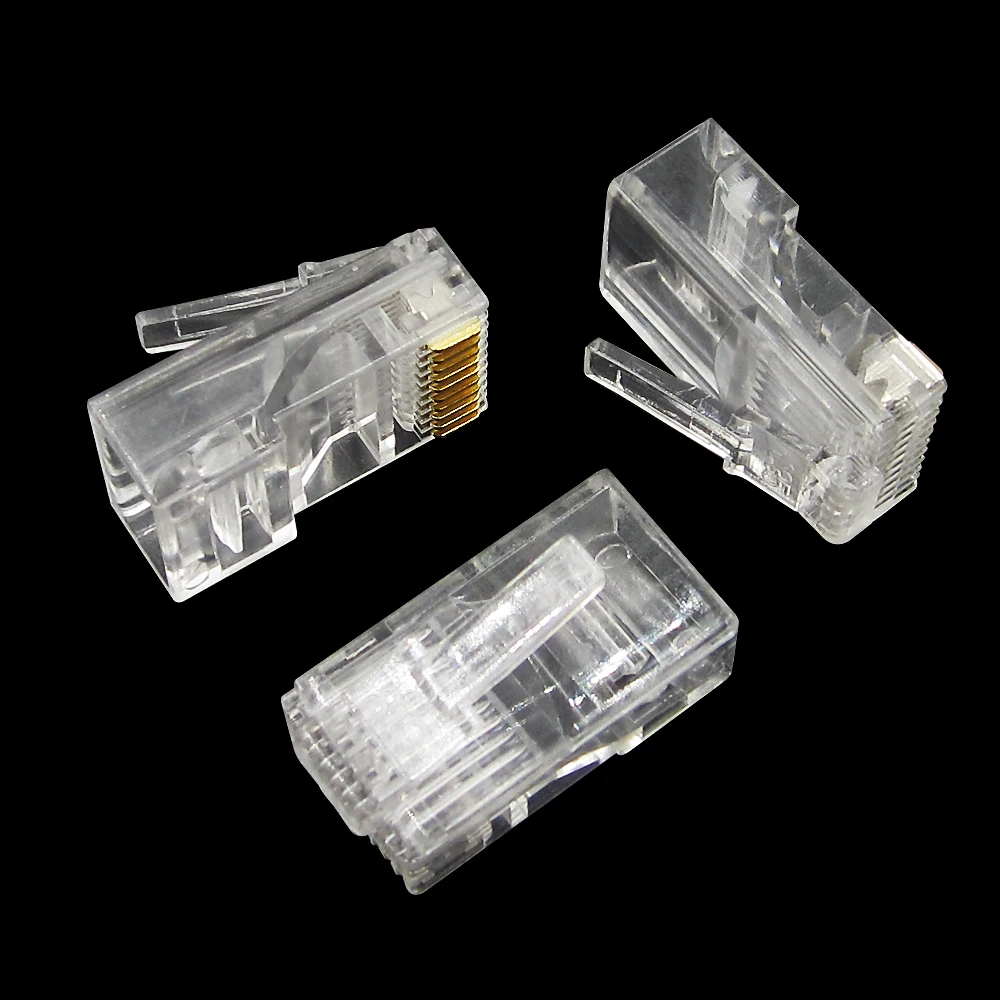100 peças conector de rede de plugue modular RJ45 para cabeças de cabo UTP Cat5 Cat5e
