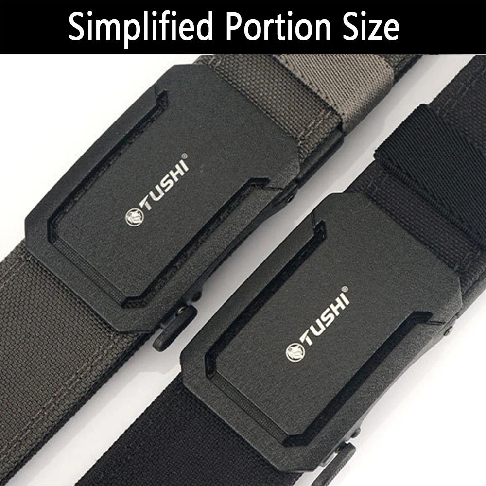 TUSHI New Hard Tactical Belt for Men Metal Automatic Buckle IPSC Gun Belt 1100D Nylon Military Belt Outdoor Sports Girdle Male
