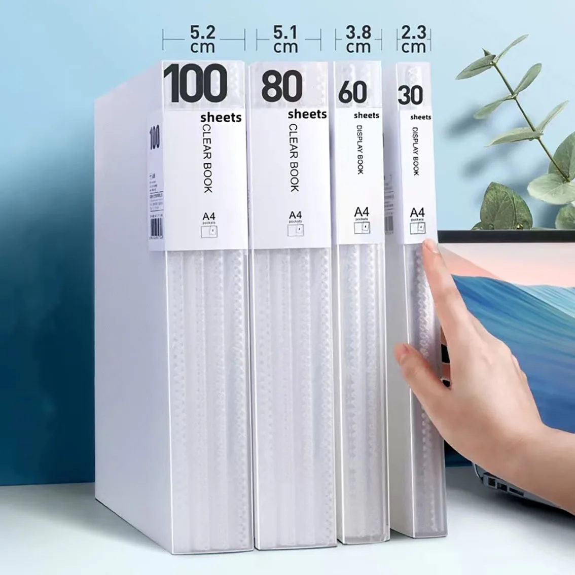 แฟ้มเก็บของขนาด A4 60 หน้า - ทนทานและทันสมัยพร้อมแผงมุมมองที่ชัดเจน - Morandi Color Collection - ประหยัดพื้นที่