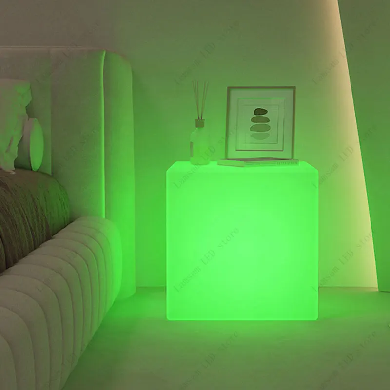 RGB مكعب الجدول مصباح جو مكعب ضوء 16 ألوان عكس الضوء التيار المتناوب/قابلة للشحن بالطاقة لغرفة النوم بهو غرفة المعيشة فناء الطرف