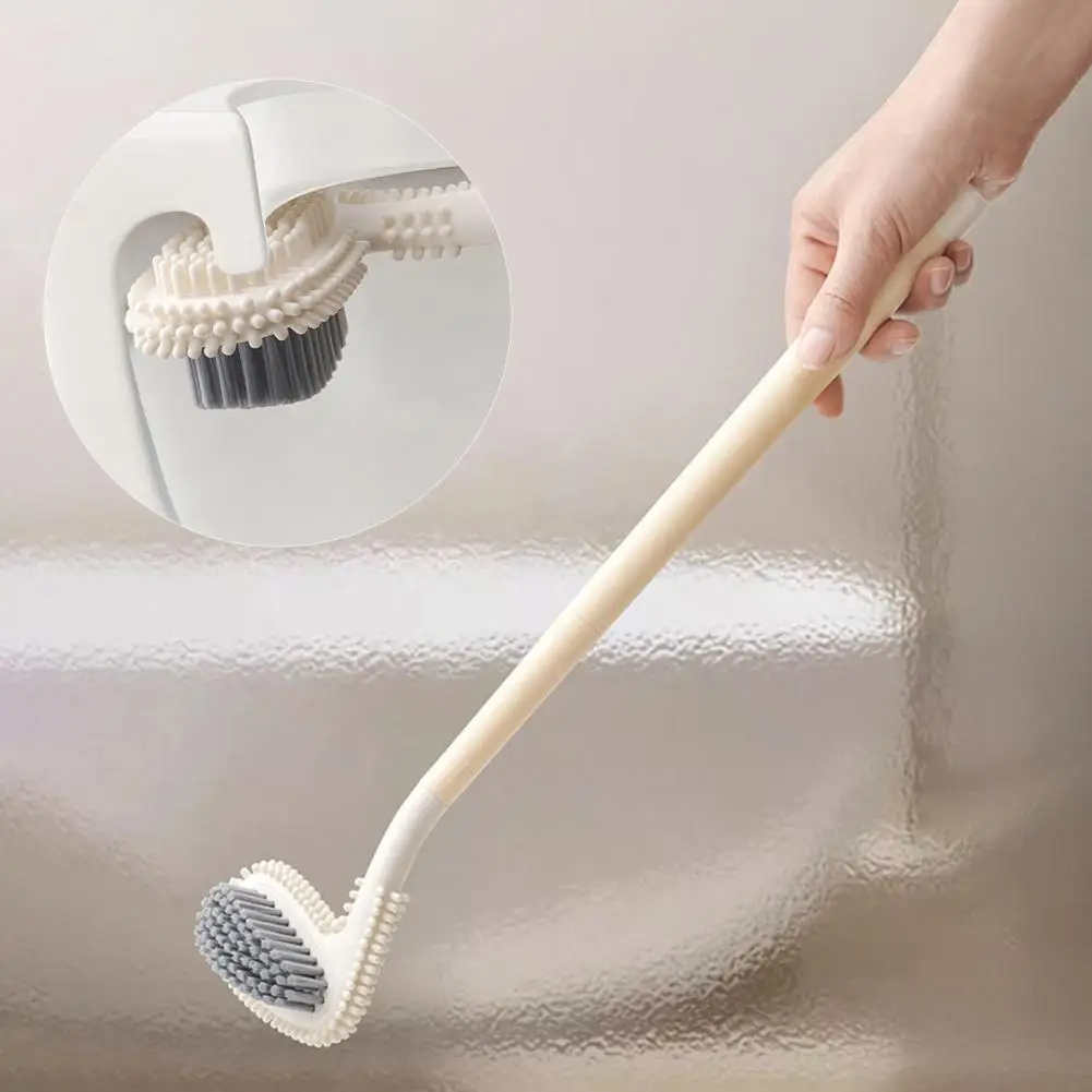 

Double-sided Toilet Brush Extended Handle Toilet Brush Cleaner Double-sided Curved Bristle Scrubber Waterproof Wall-mounted