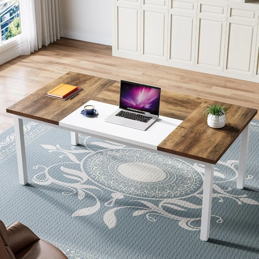 

63 inches Executive Computer Desk, Large Home Office Desk Writing Table for Workstation, Cabinet not Included