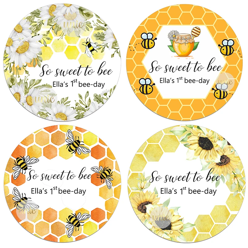 Custom Honey Bee Birthday Bee Party Decorations Labels Water Bottle Sticker Labels  Sweet To Bee One Party Personalized Name