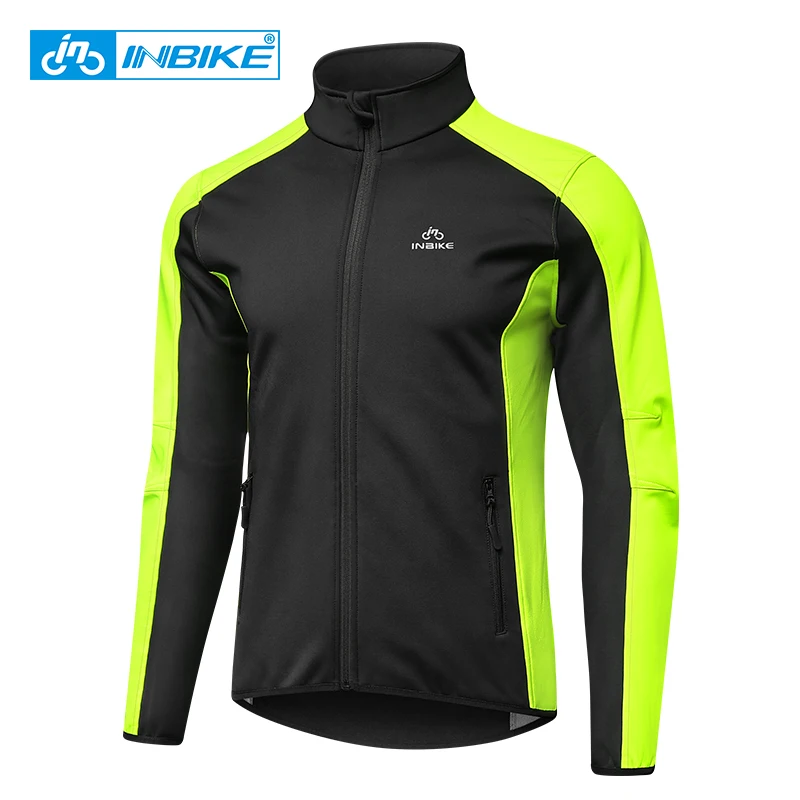 INBIKE Reflective Windproof Cycling Jacket Men Thermal Winter Road Bicycle Clothes Waterproof MTB Riding Soft Shell Coat WJ602
