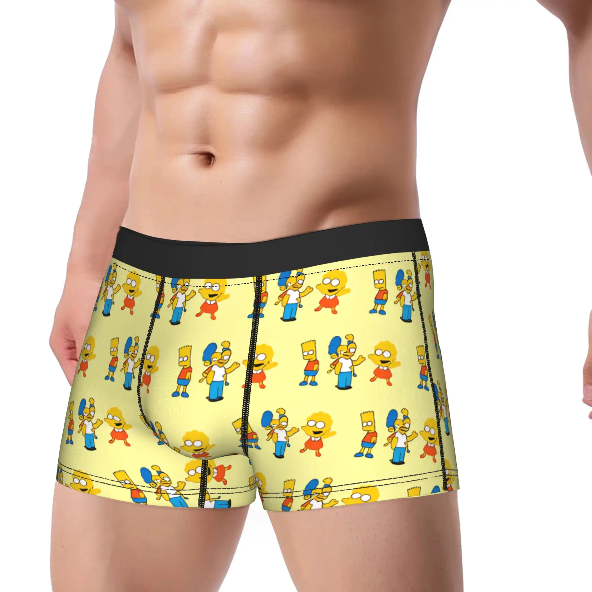 Funny S-Simpsons Family Cartoon Pattern Underwear Comfortable Underpants Printed Shorts Briefs Men Pouch Oversize Boxer Shorts