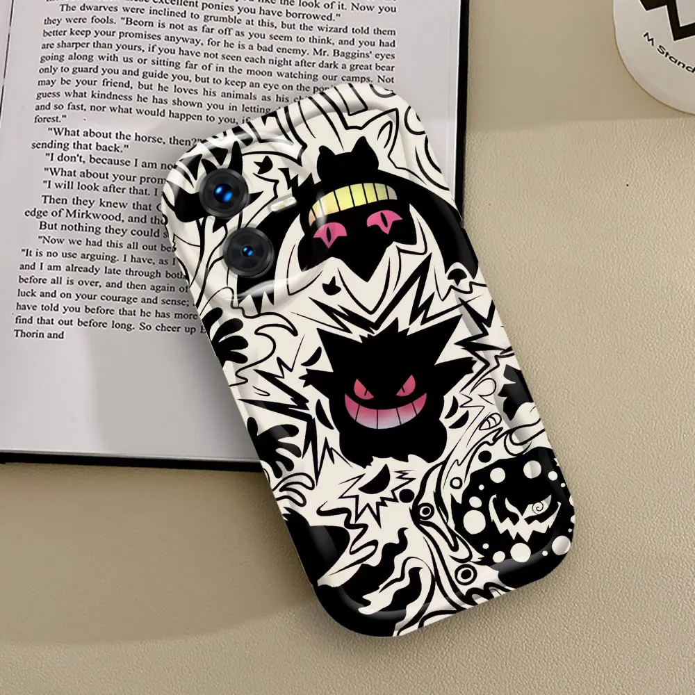 Gengar Mewtwo Pokemon Phone Case For VIVO Y100 Y93 Y91 Y85 Y78 Y77 Y76 Y73 Y50 Y36 Y35 Y28 Y22S Y21 Y21T Y20 Y19 3D Wave Cover