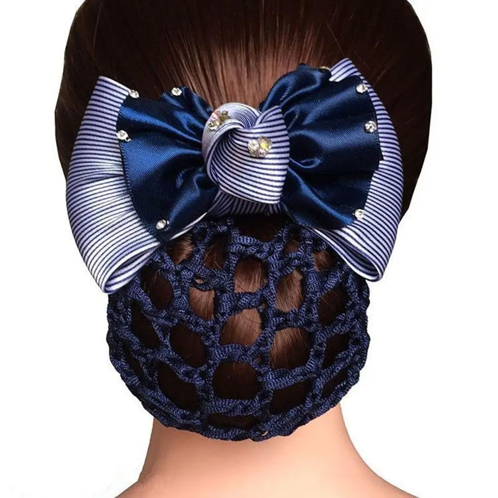 

Retro Vintage Elegant Bow Cloth Rhinestone Mesh Snood Women Hairpin Hairnet Korean Syle Headwear