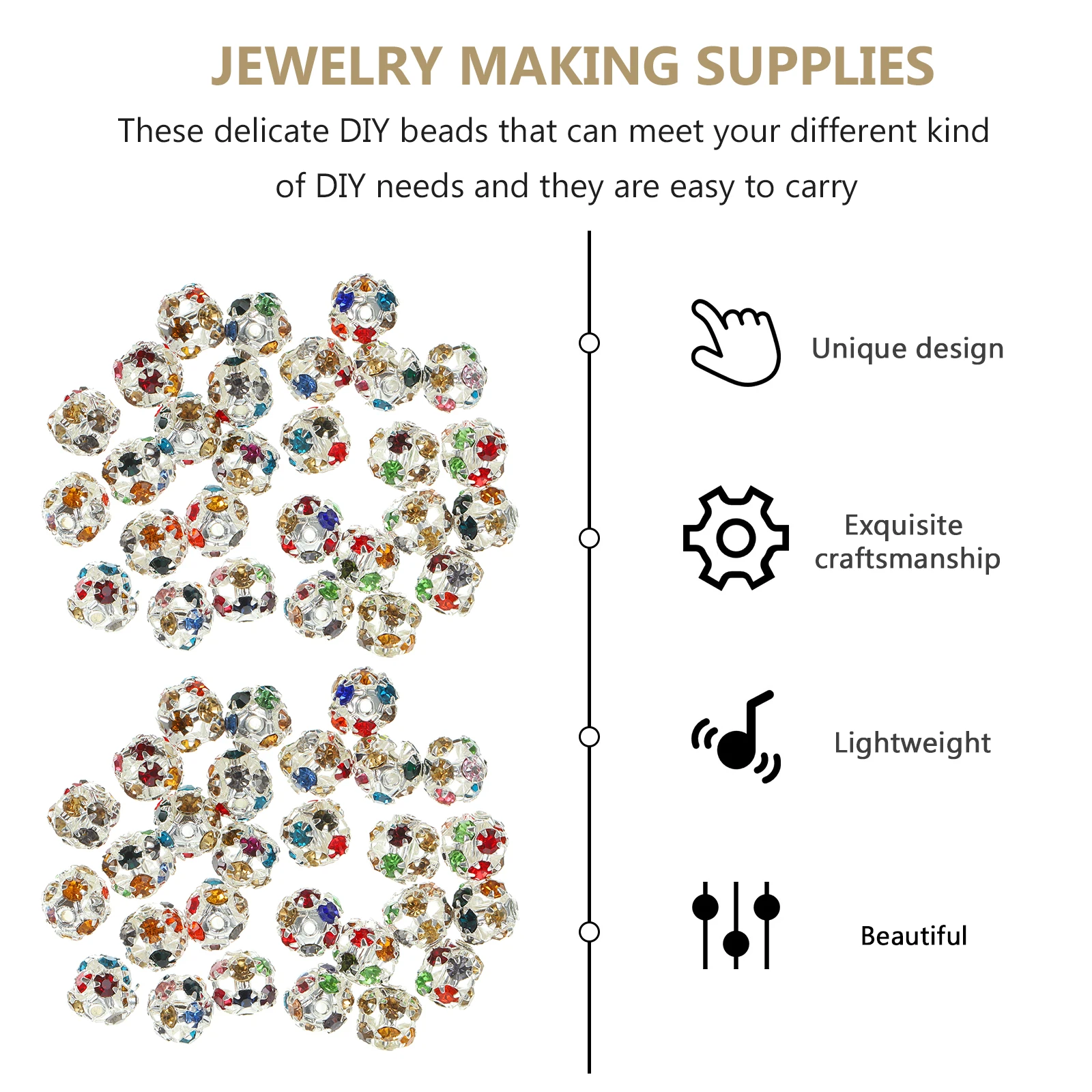 

90 Pcs Rhinestone Spacer Loose Beads Charm Jewellery Making Crafts Jewelry for