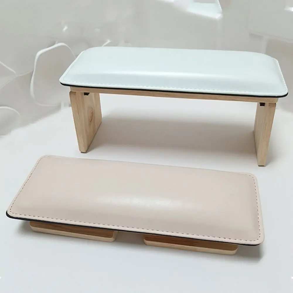 

Foldable Nail Arm Rest Cushion Hand Support Space-saving Soft Nail Pillow Arm Rest Wooden Base Nail Art Hand Pillow