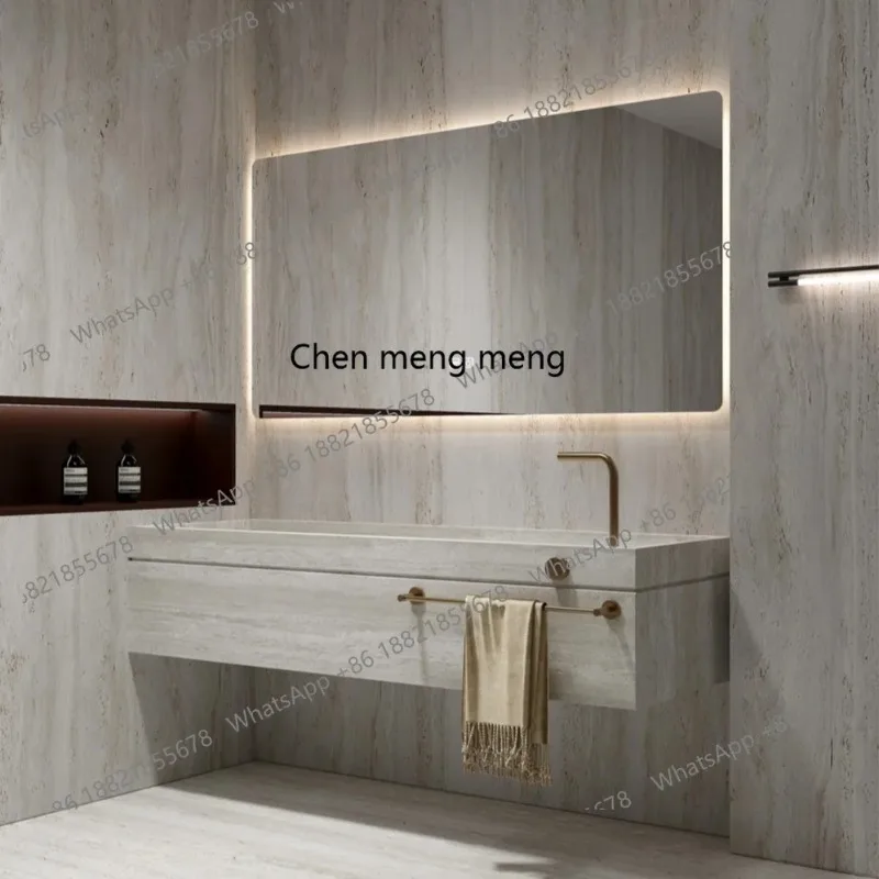 B67 Bathroom Cabinet Slate Seamless Integrated Basin Customized Bathroom Commercial Wash Sink Wash Table Size