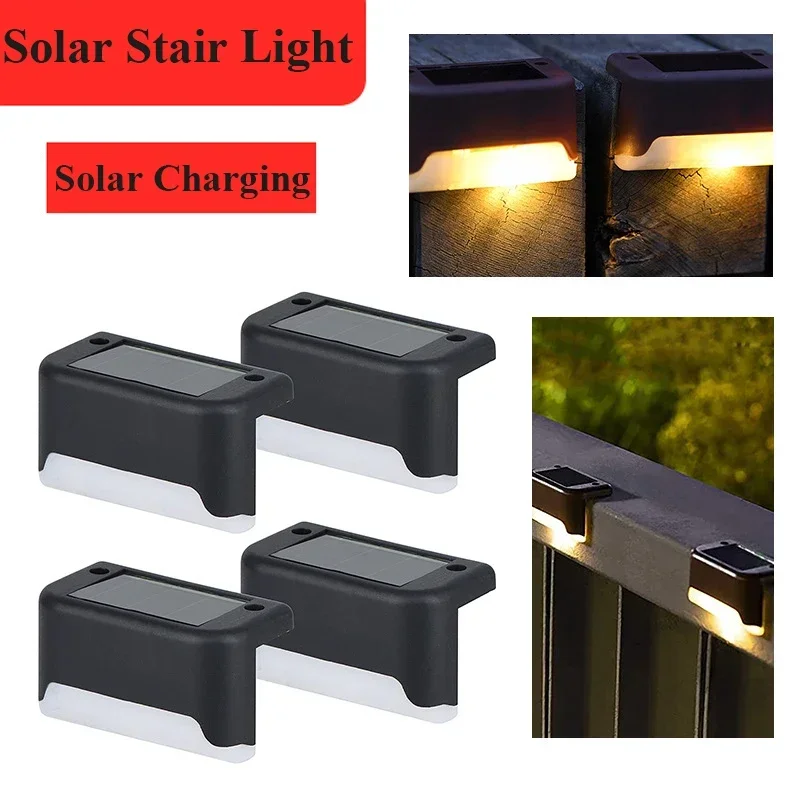 2/4/8/10/pcs Solar Staircase Lights Outdoor Fence Lights Waterproof Solar Lights for Railing Stairs Steps Fence Yard and Passage