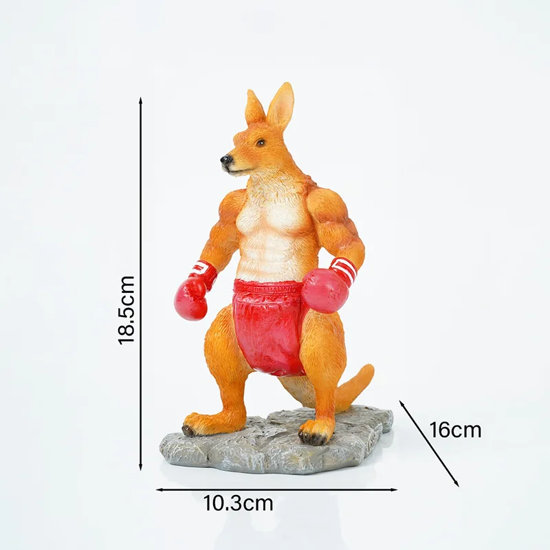 American Vintage Boxing Kangaroo Sculptures Action Figures Resin Statue Desktop Craft Ornament Animal Art Decor Collectible Gift