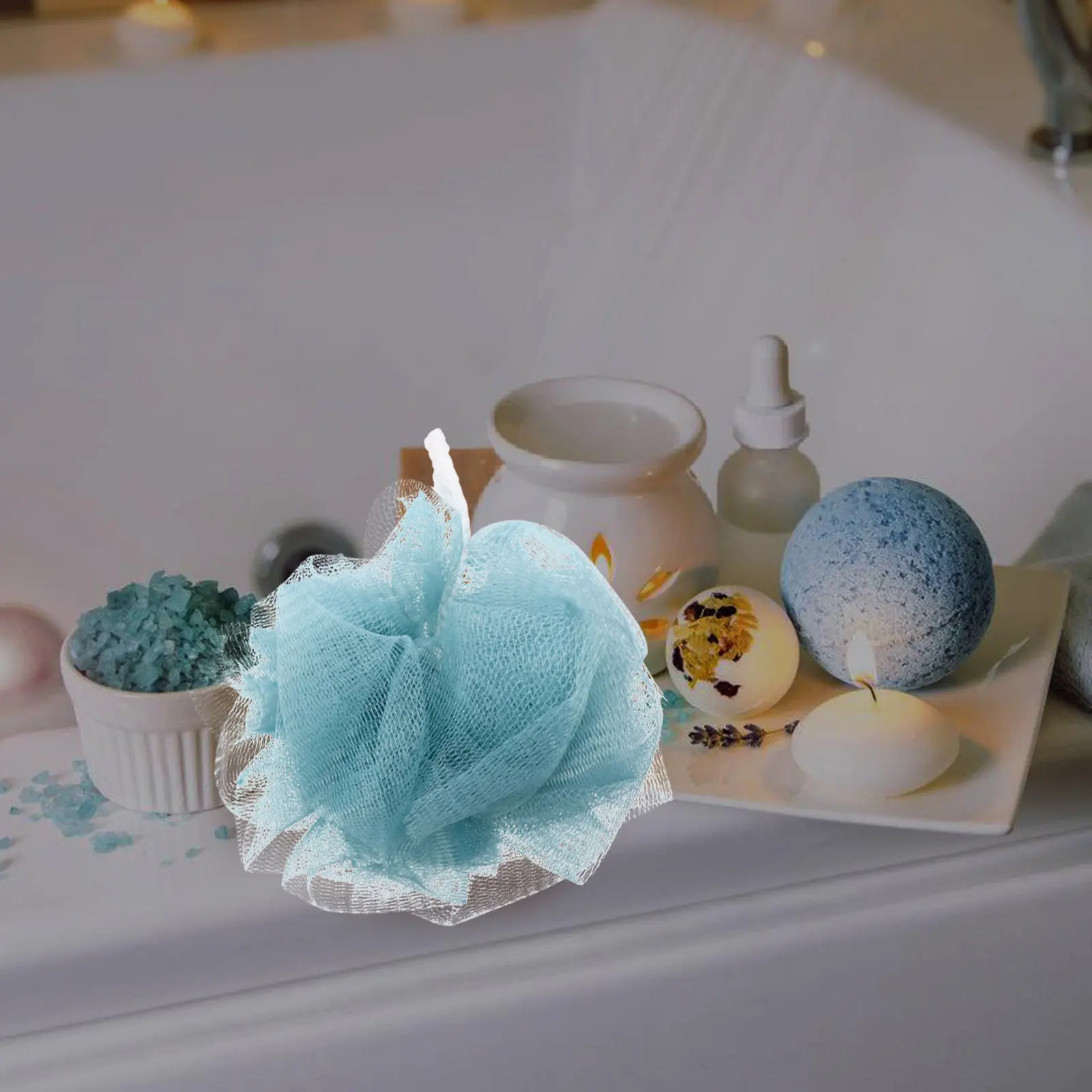 1Set Bath Towel Back-Pulling Towel Shower Gloves Long Strap Gentle Scrub Clean Skin Deep Pores Blackhead Removal Gift Cyan
