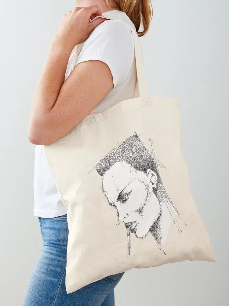 Drawing inspired by pop icon Grace Jones Tote Bag cute pouch bag Custom bag