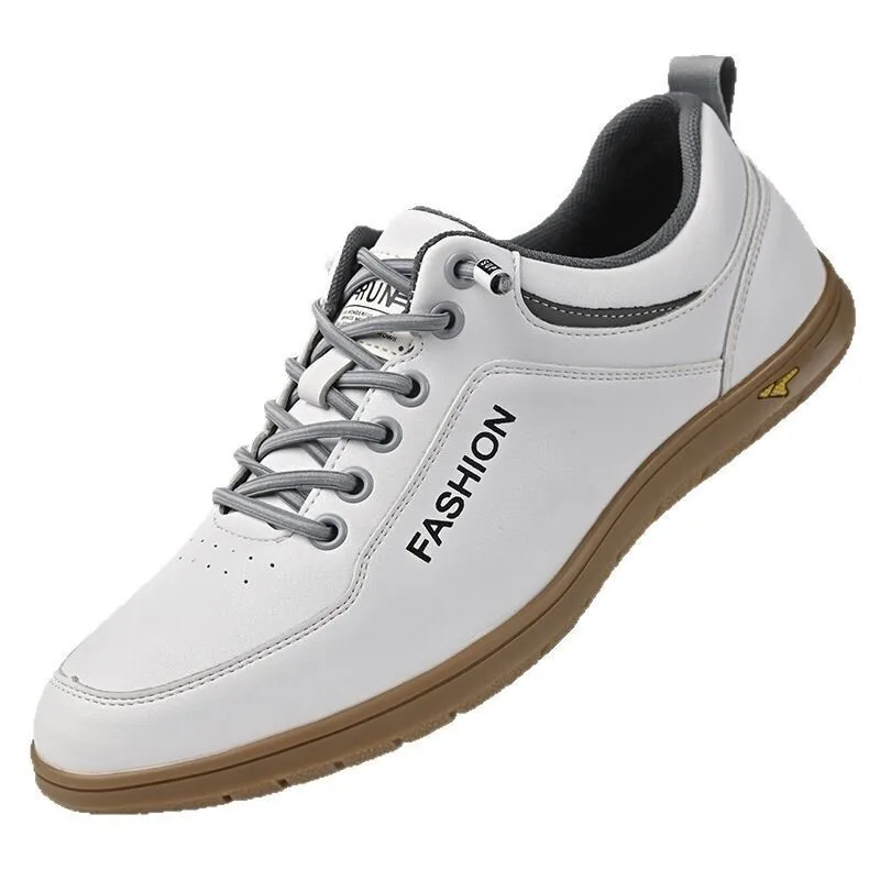 

Spring Autumn New Leather Casual Shoes for Men Solid Color Anti-slip Without Lacing Board Shoes Male Fashion Designer Shoe Man