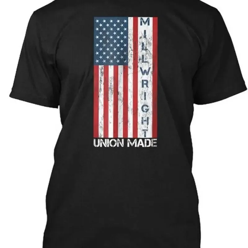 Union Member American Flag Millwright Sh Size Premium T Shirt M 2XL
